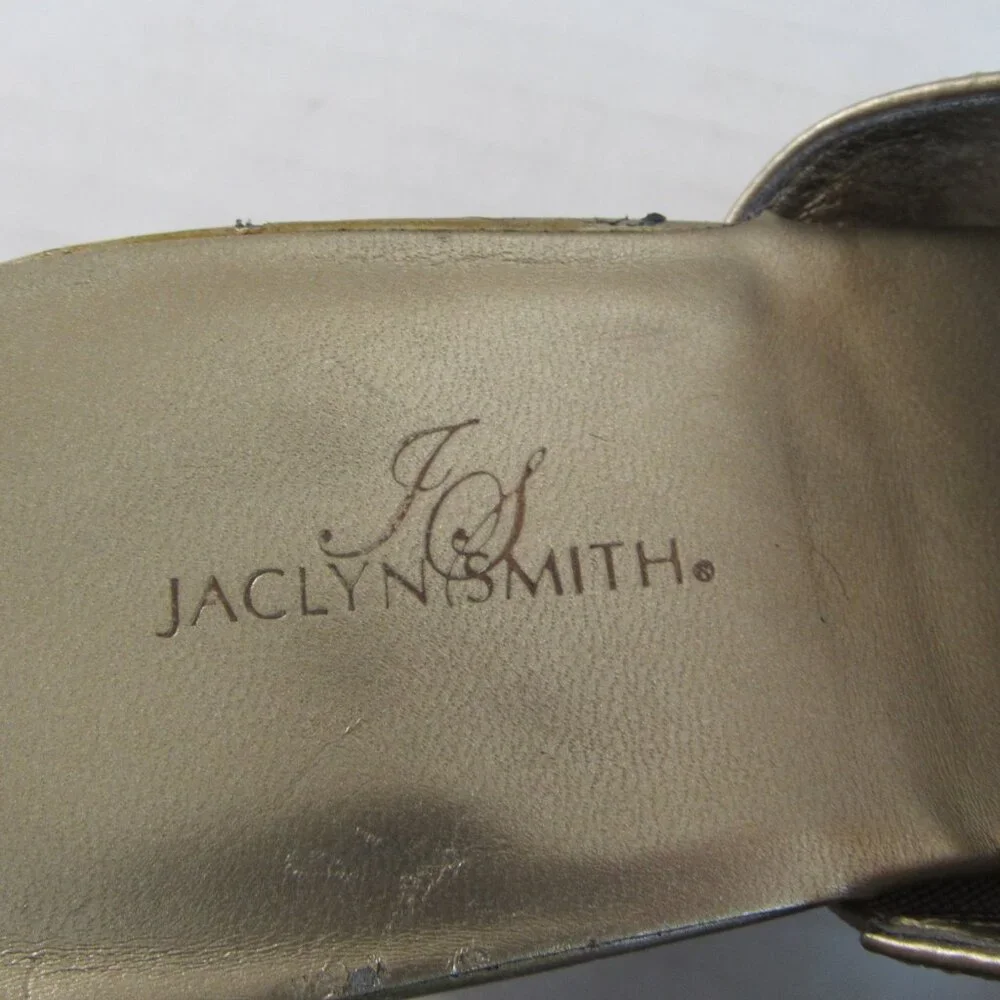 Jaclyn Smith Gold Strappy Slip On Open Toe Wedge Sandals Size 6.5M - Picture 3 of 14